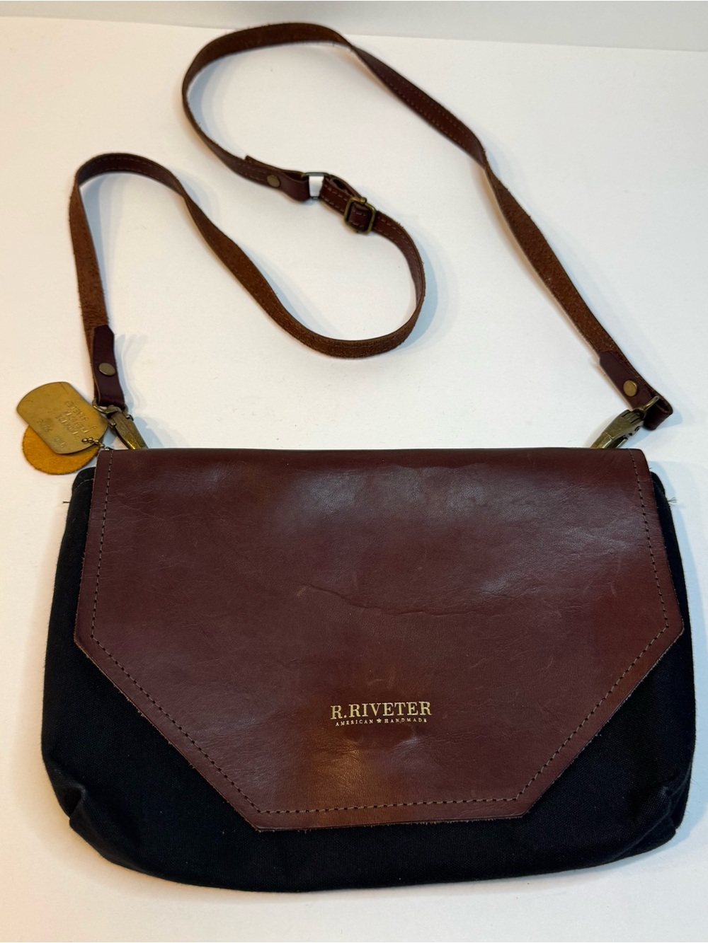 R Riveter Patton Purse brown black American handmade crossbody